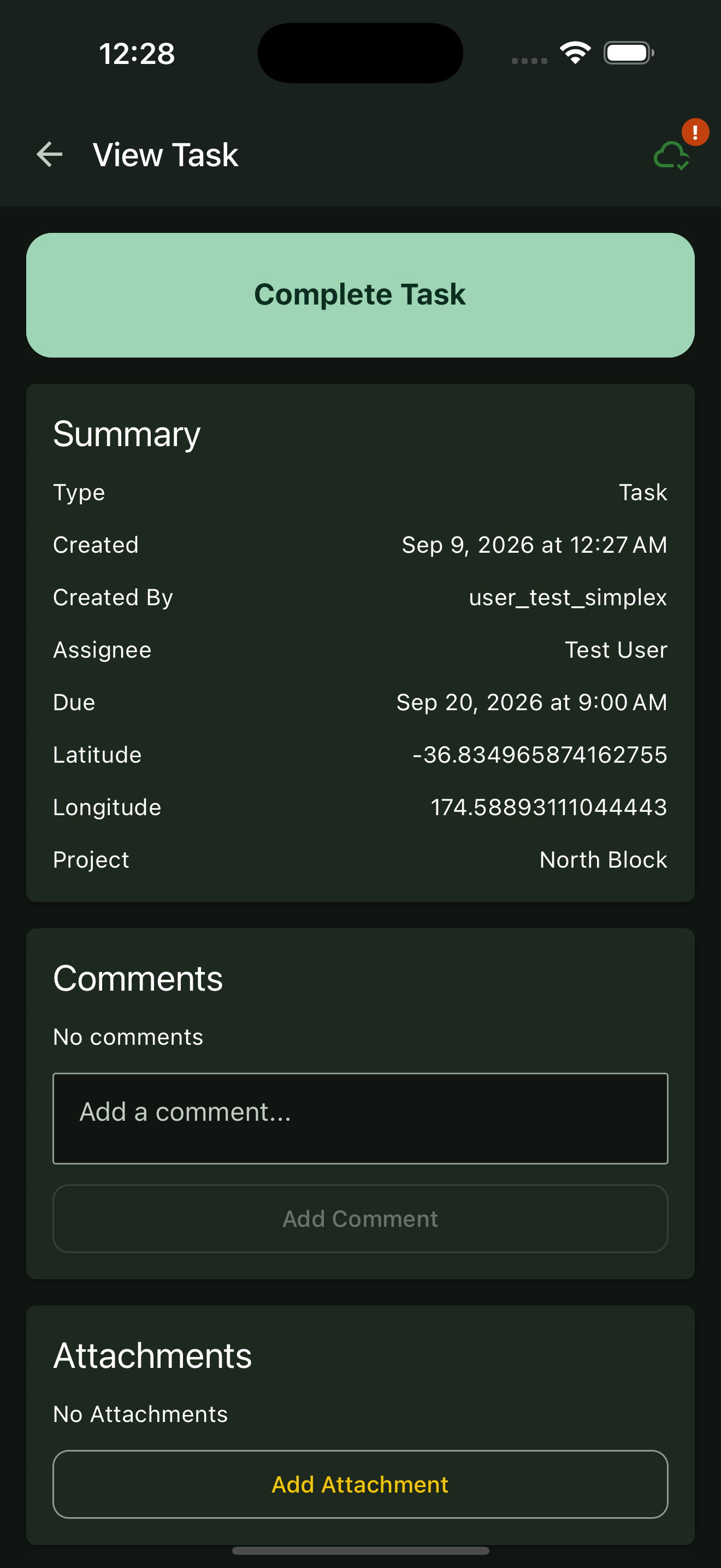 Assigned task summary