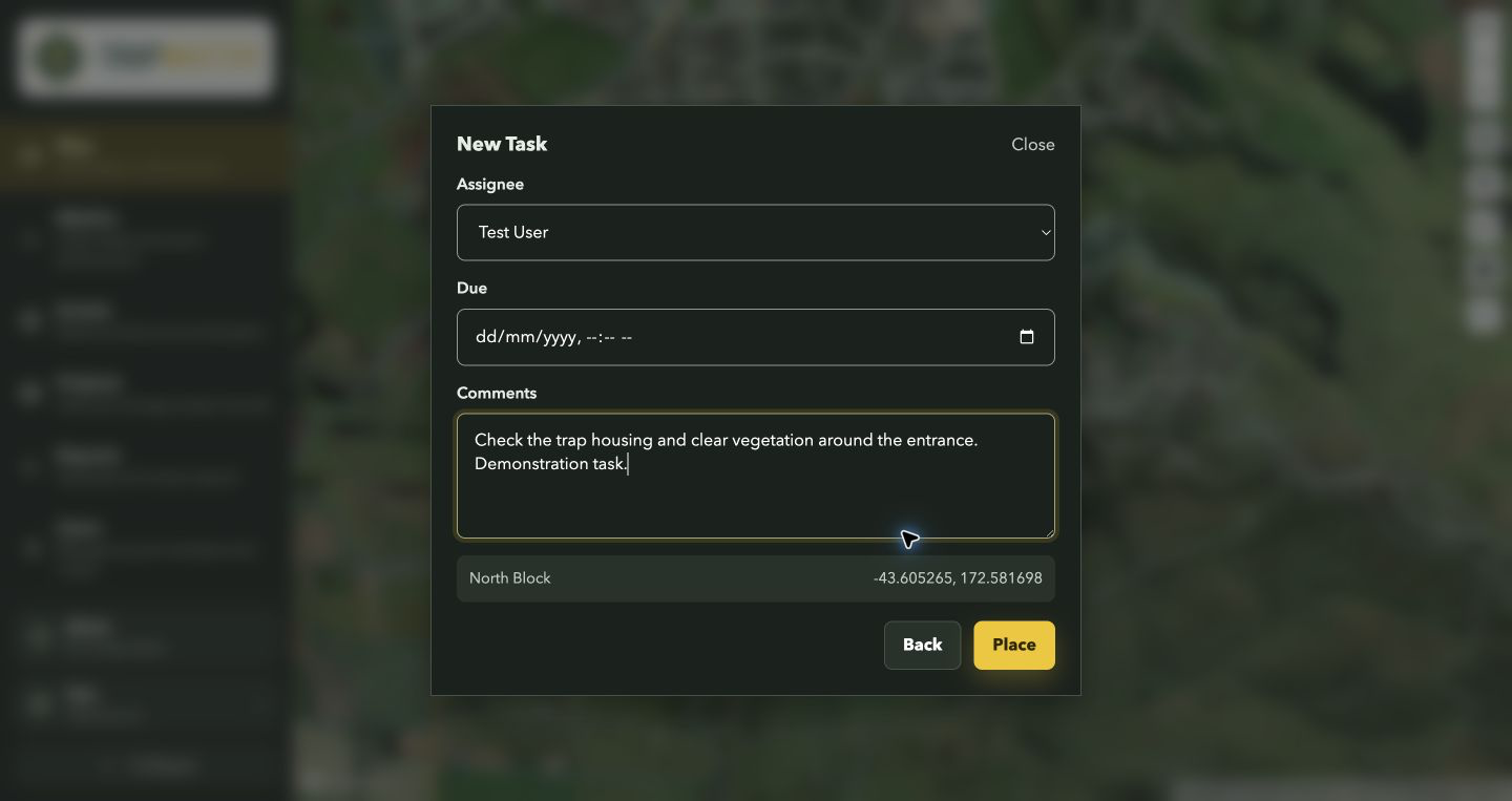 Task assignee, deadline and comments form