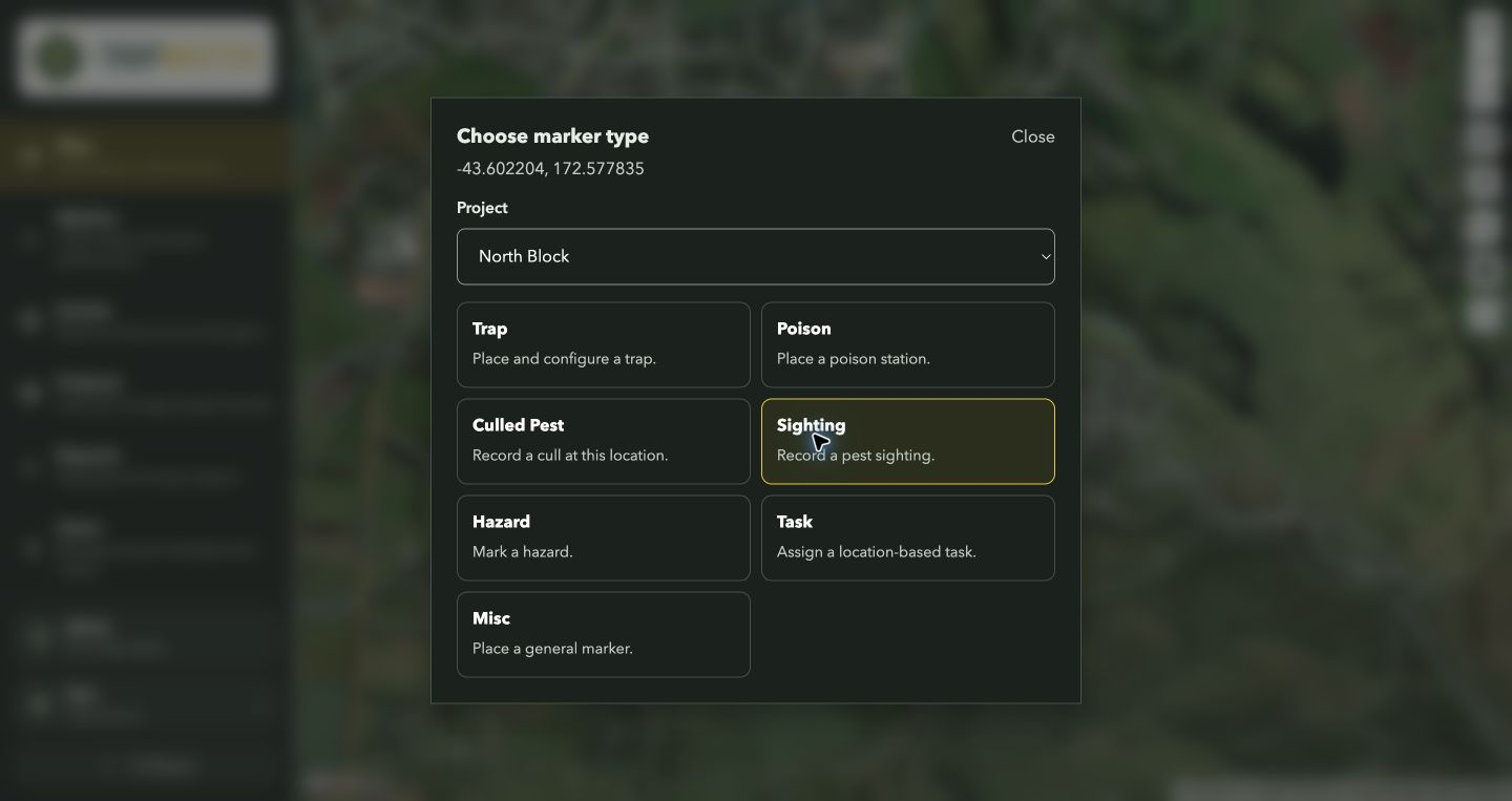 Poison option in the marker menu