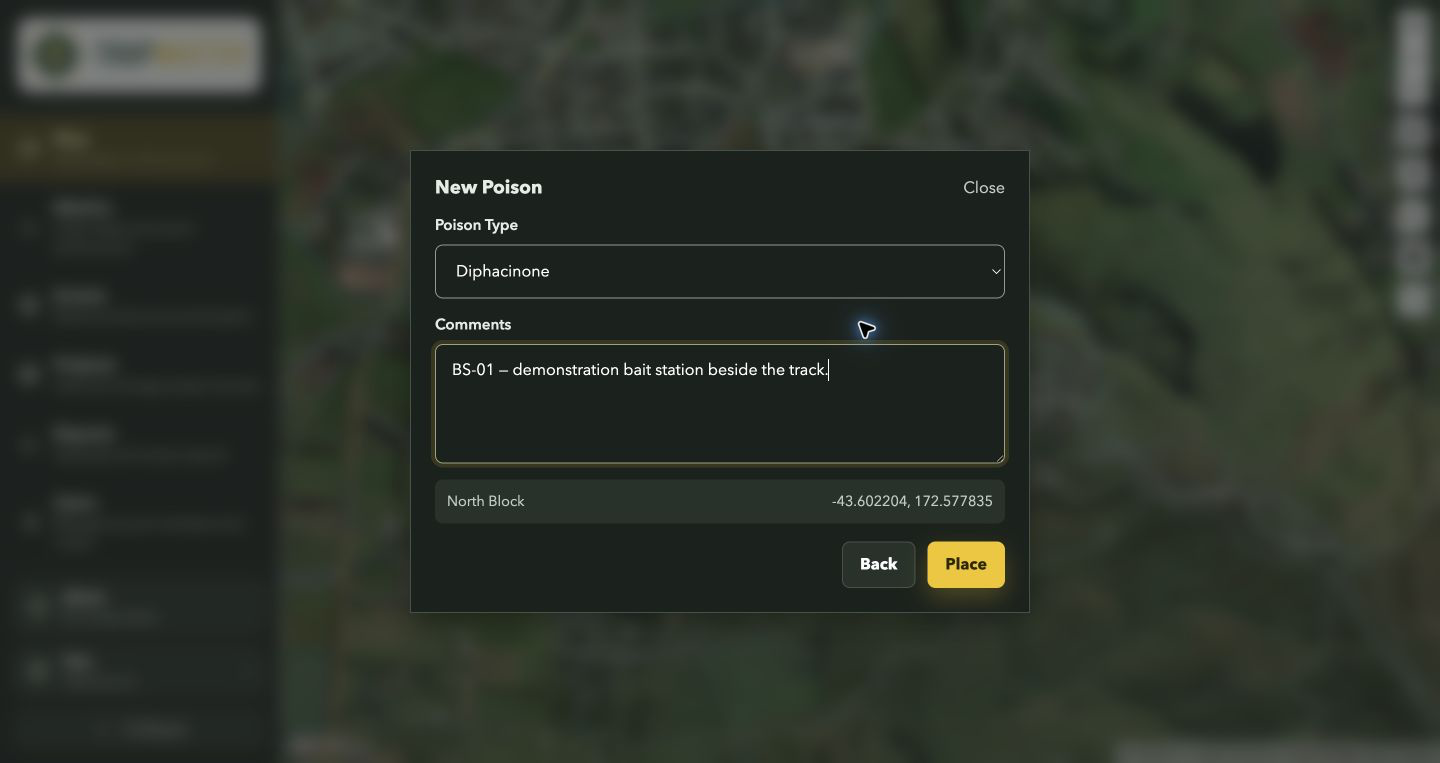 Poison type and station comments