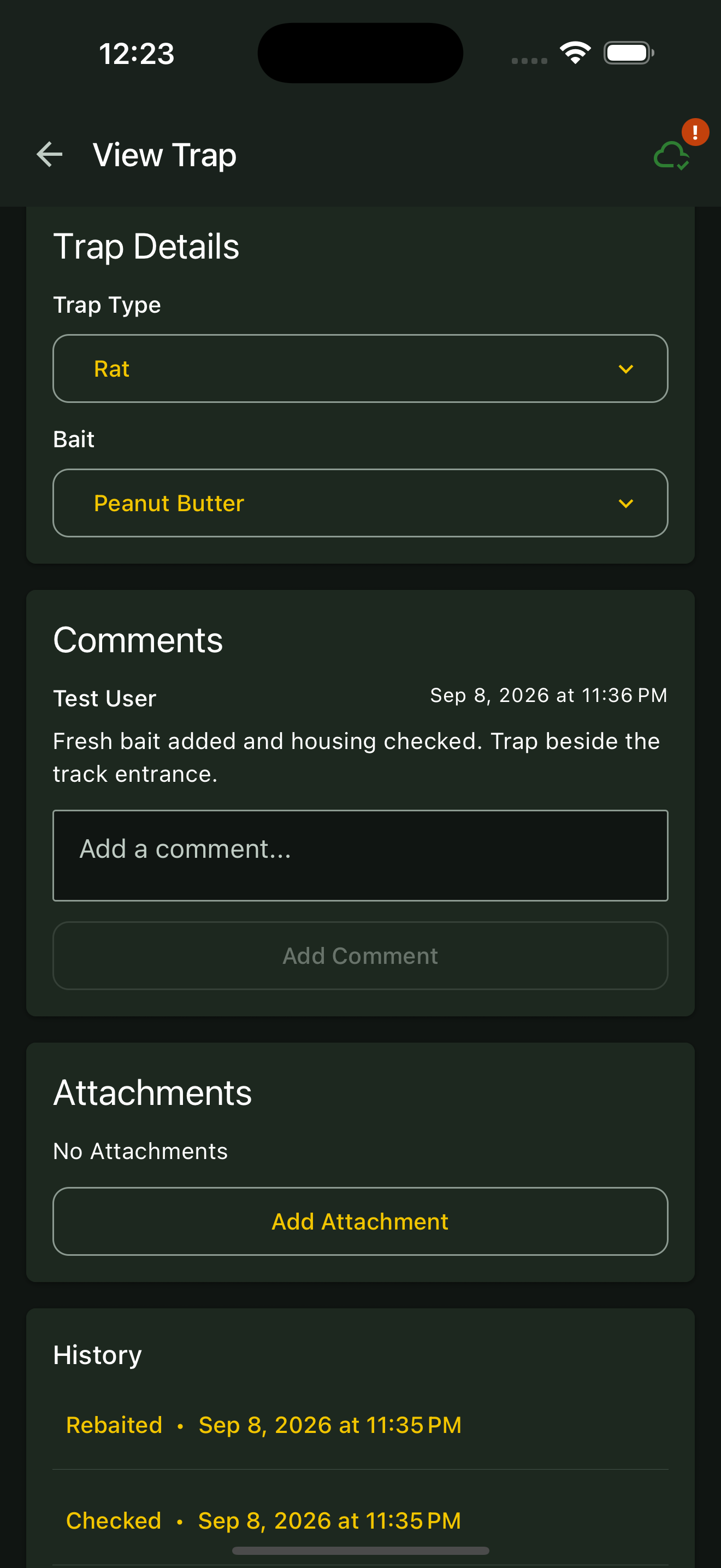 Comments section ready for a note