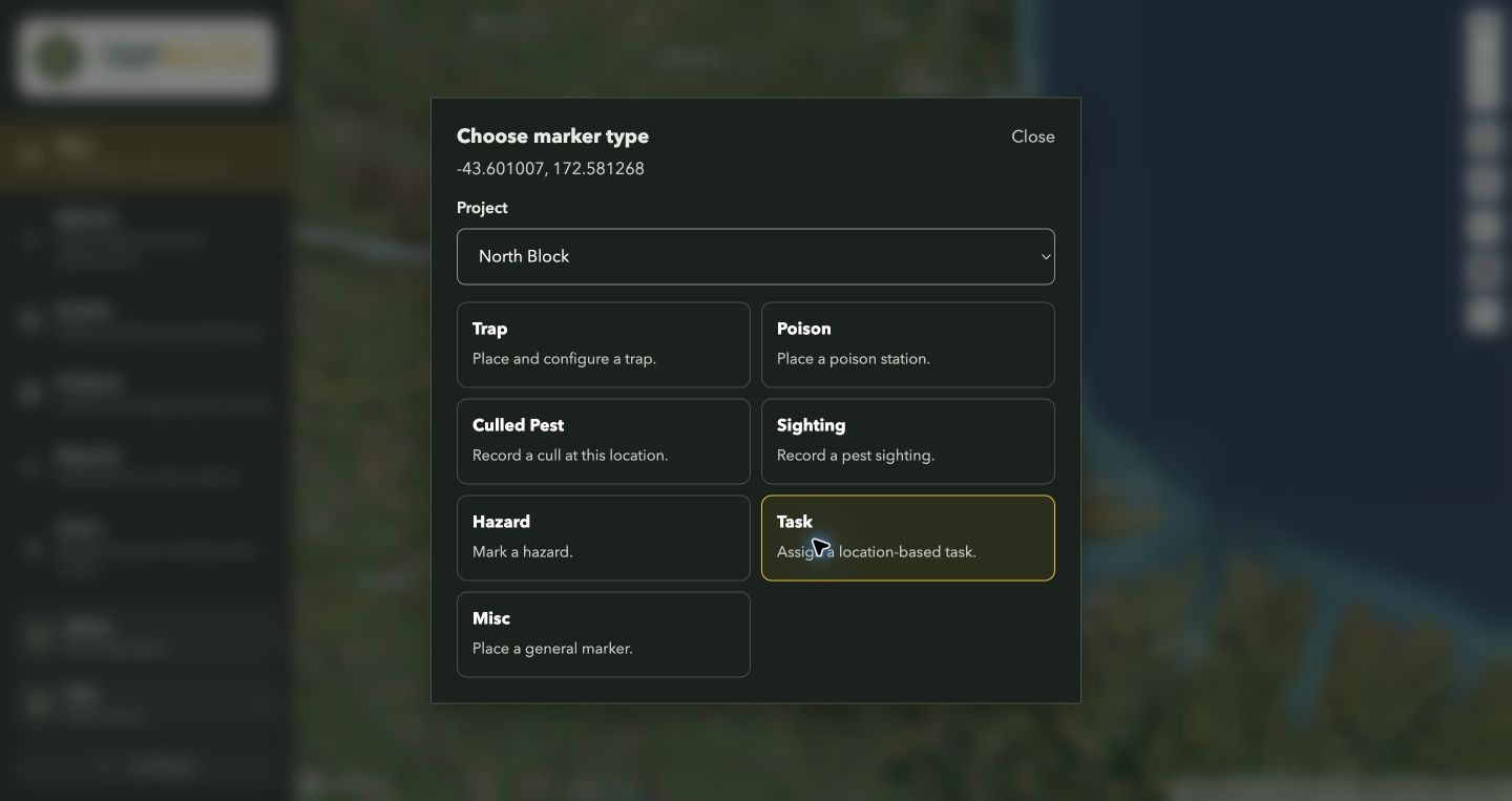 Project selector and Trap option