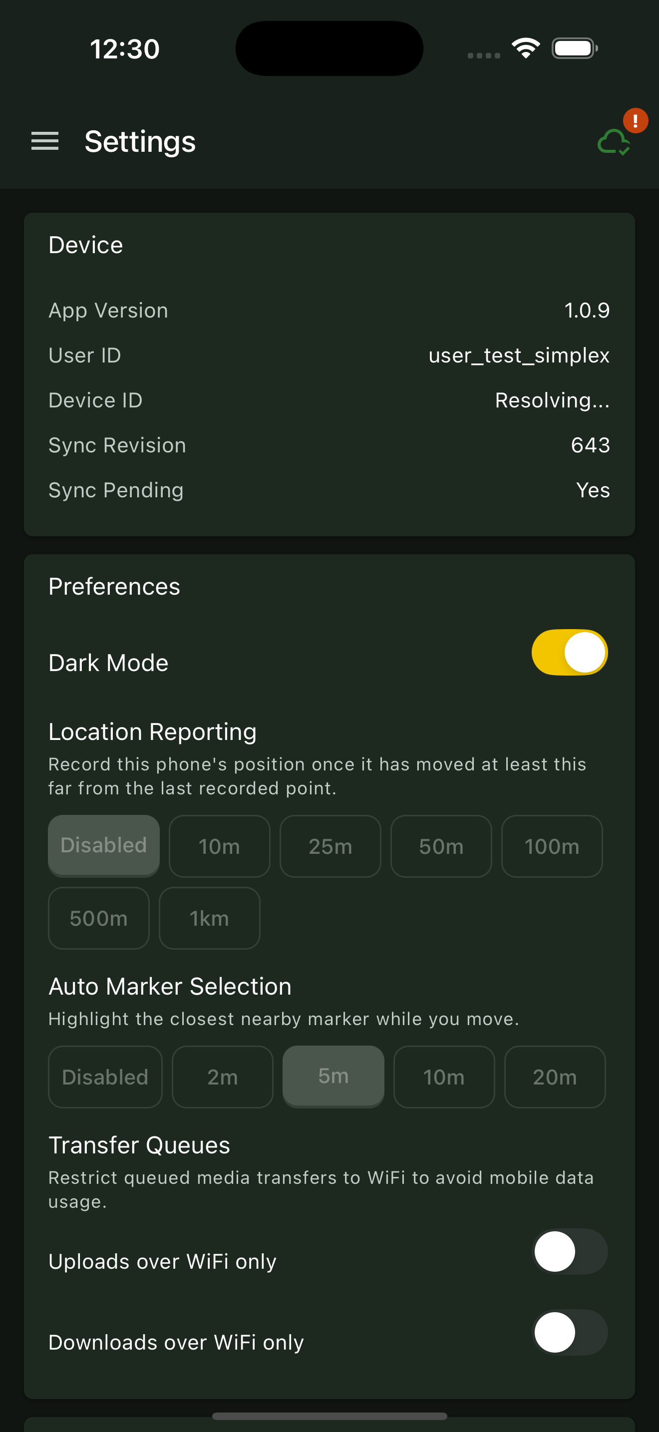 Device sync status and pending records