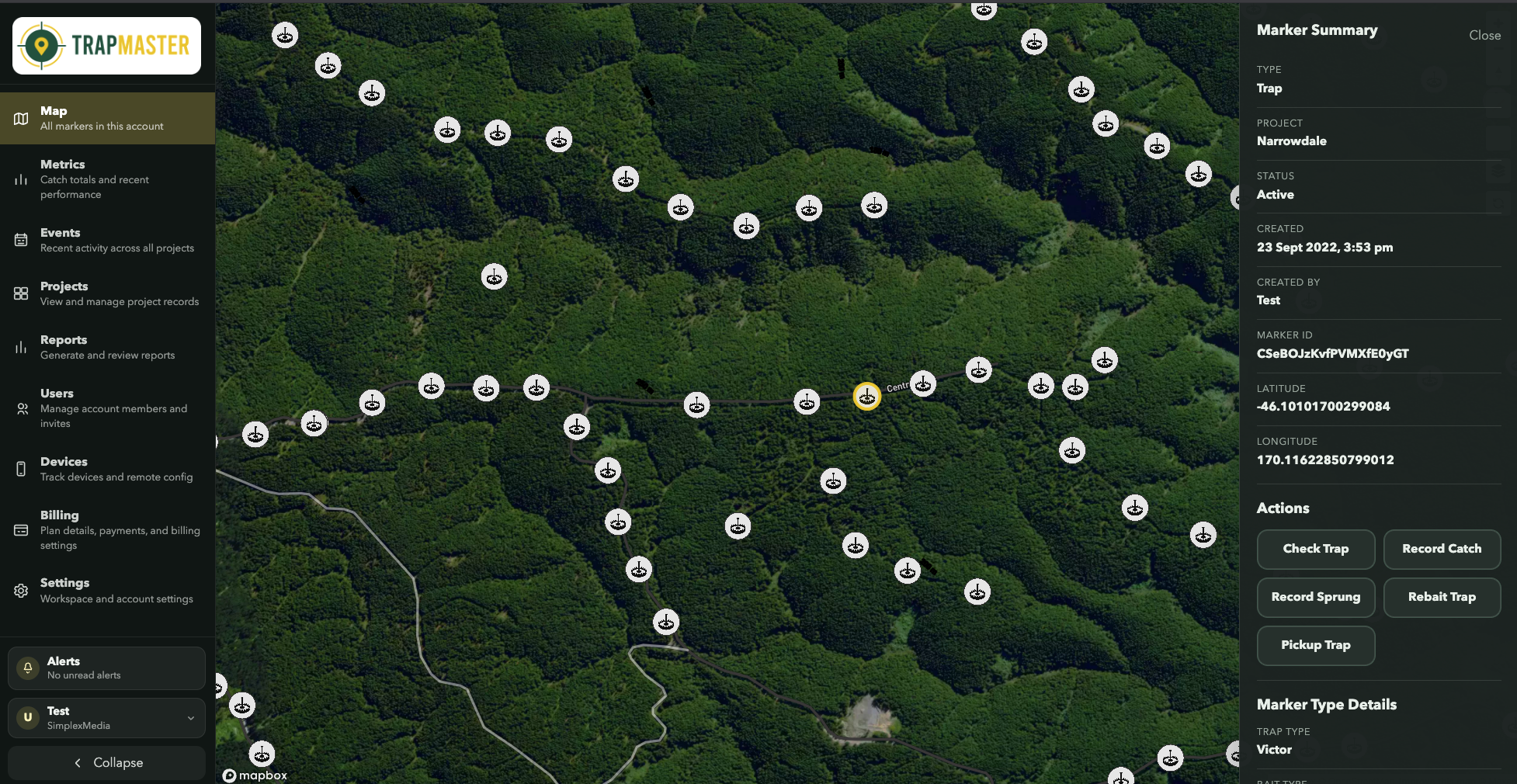 Trap Master online portal screenshot